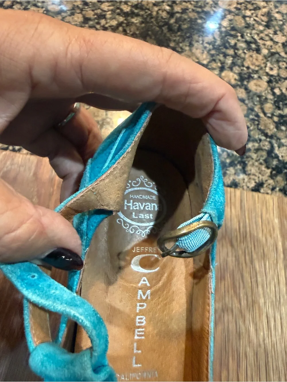 Jeffrey Campbell Turquoise Suede Platform Peep-Toe Heels